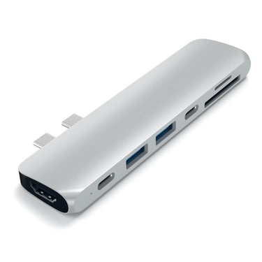 satechi usb-c pro hub w/ 4k hdmi & thunderbolt 3 silver